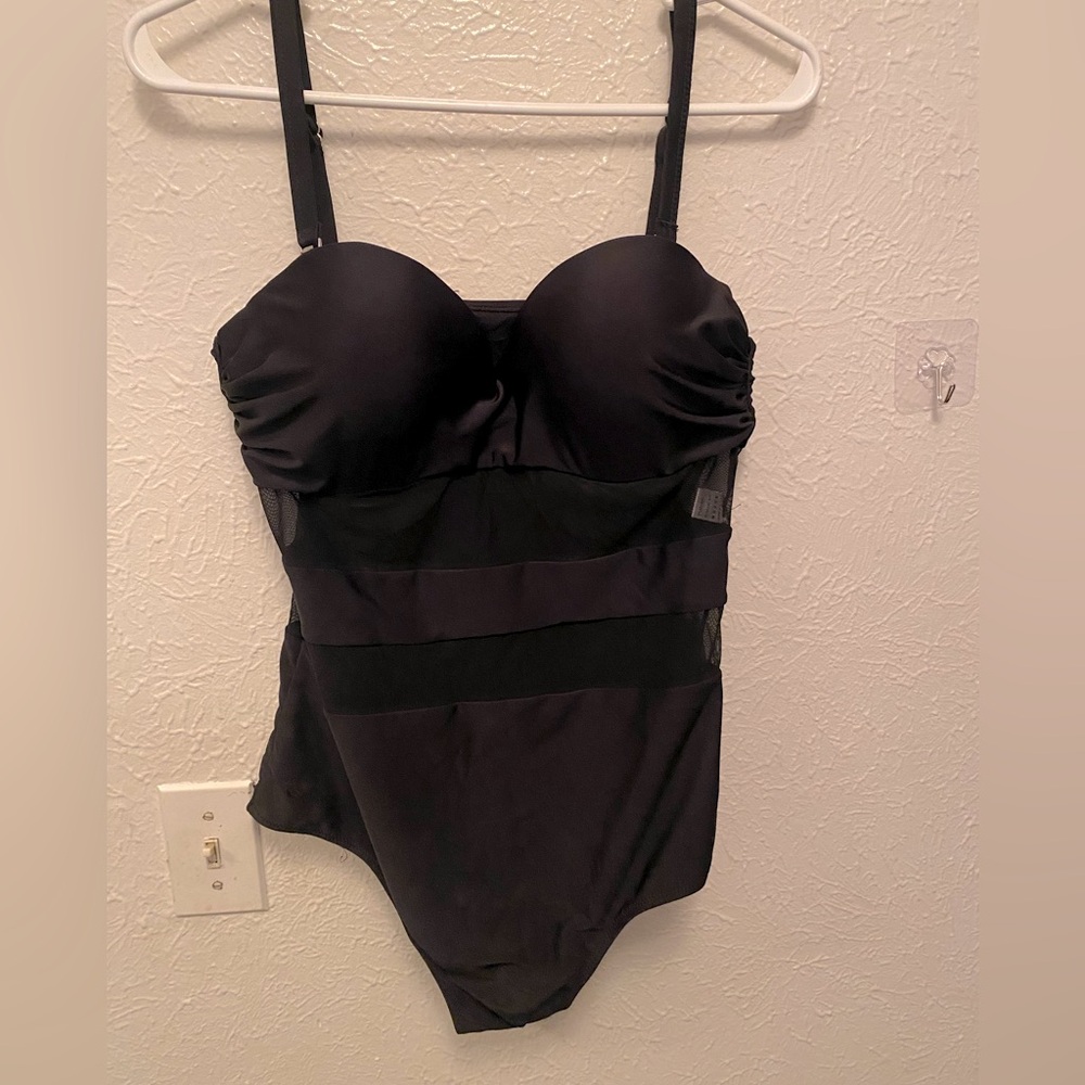 Black Mesh One-Piece Swimsuit